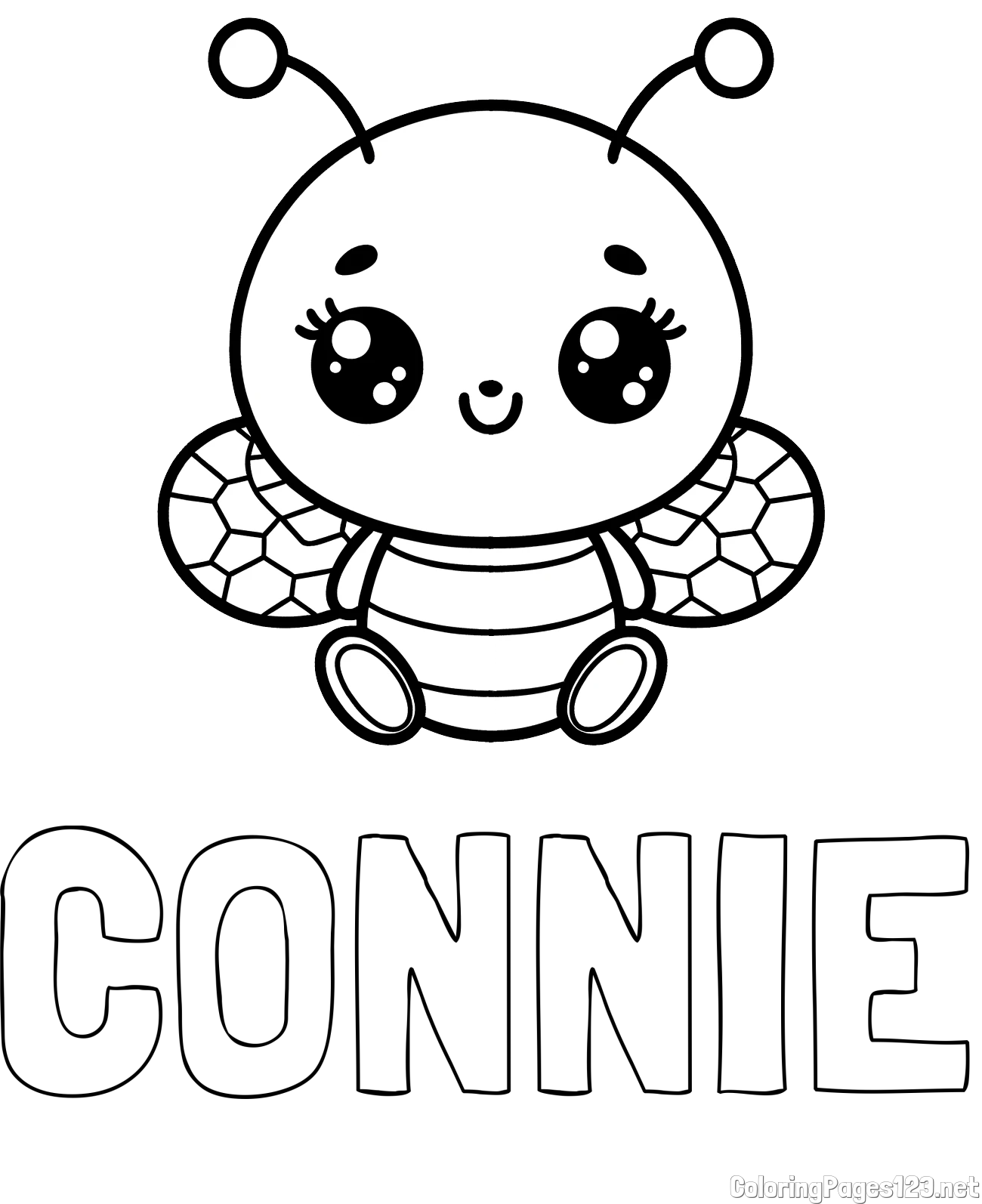 CONNIE Coloring Page and Children's Coloring Page of a Cute Bee