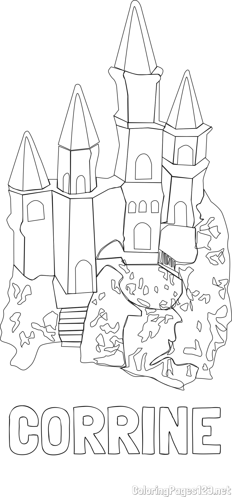 CORRINE Coloring Page and Abstract Castle Coloring Page - Simple Yet Detailed