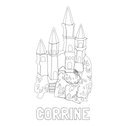 Online Created Coloring Page - CORRINE Coloring Page and Abstract Castle Coloring Page - Simple Yet Detailed