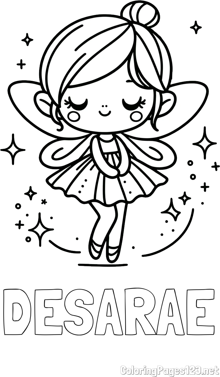 DESARAE Coloring Page and Children's Coloring Page of a Magical Fairy