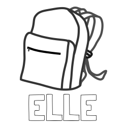 Online Created Coloring Page - ELLE Coloring Page and School Backpack Coloring Page