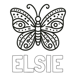 Online Created Coloring Page - ELSIE Coloring Page and Butterfly Coloring Page (Simple)