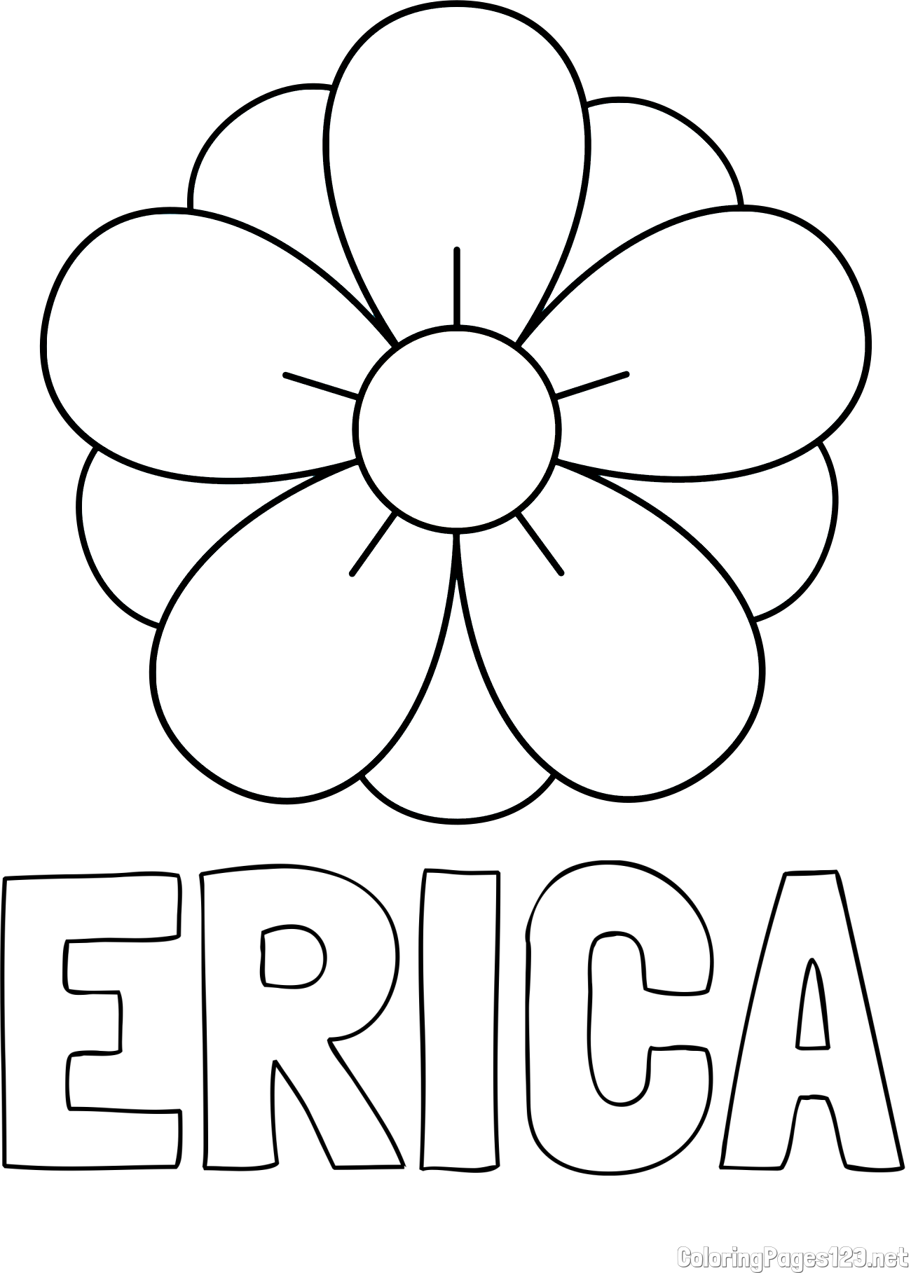 ERICA Coloring Page and Flower Without Stem Coloring Page
