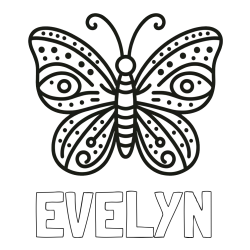 Online Created Coloring Page - EVELYN Coloring Page and Butterfly Coloring Page (Simple)
