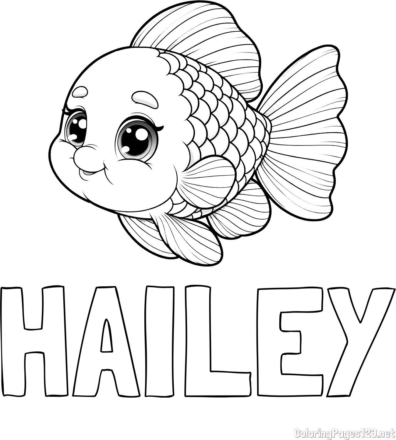 HAILEY Coloring Page and Coloring Page of a Tropical Fish
