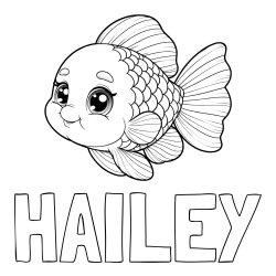 Online Created Coloring Page - HAILEY Coloring Page and Coloring Page of a Tropical Fish