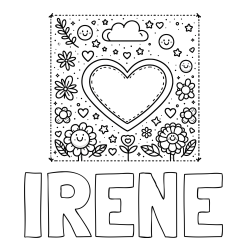 Online Created Coloring Page - IRENE Coloring Page and Free Printable Coloring Page of Heart and Flowers
