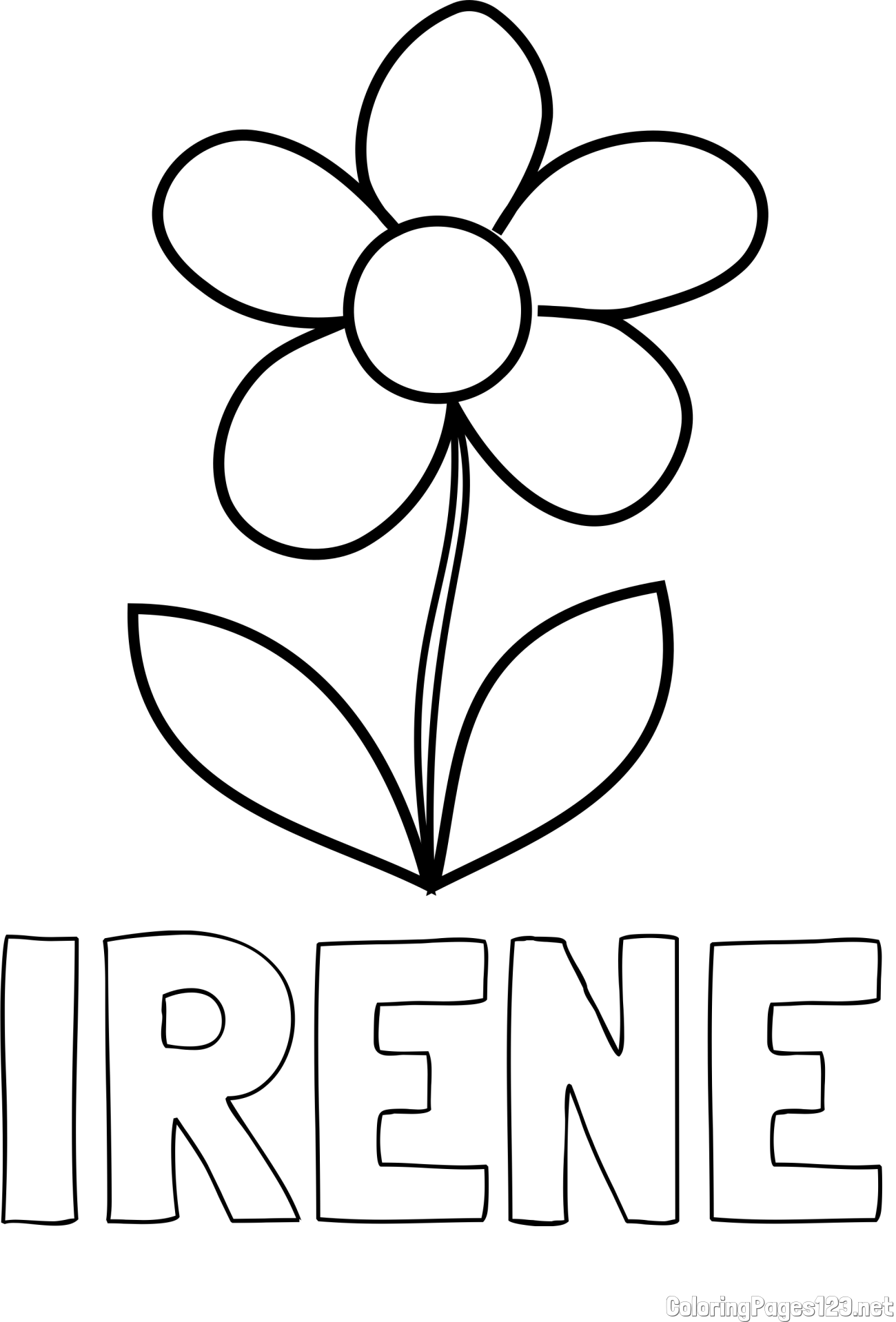 IRENE Coloring Page and Simple Flower Coloring Page