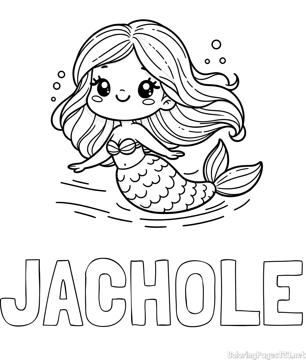 JACHOLE Coloring Page and Coloring Page of a Cute Mermaid