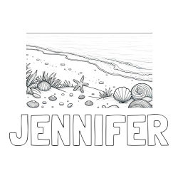 Online Created Coloring Page - JENNIFER Coloring Page and Beautiful Seashore Coloring Page