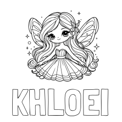 Online Created Coloring Page - KHLOEI Coloring Page and Coloring Page of a Cute and Smiling Magical Fairy