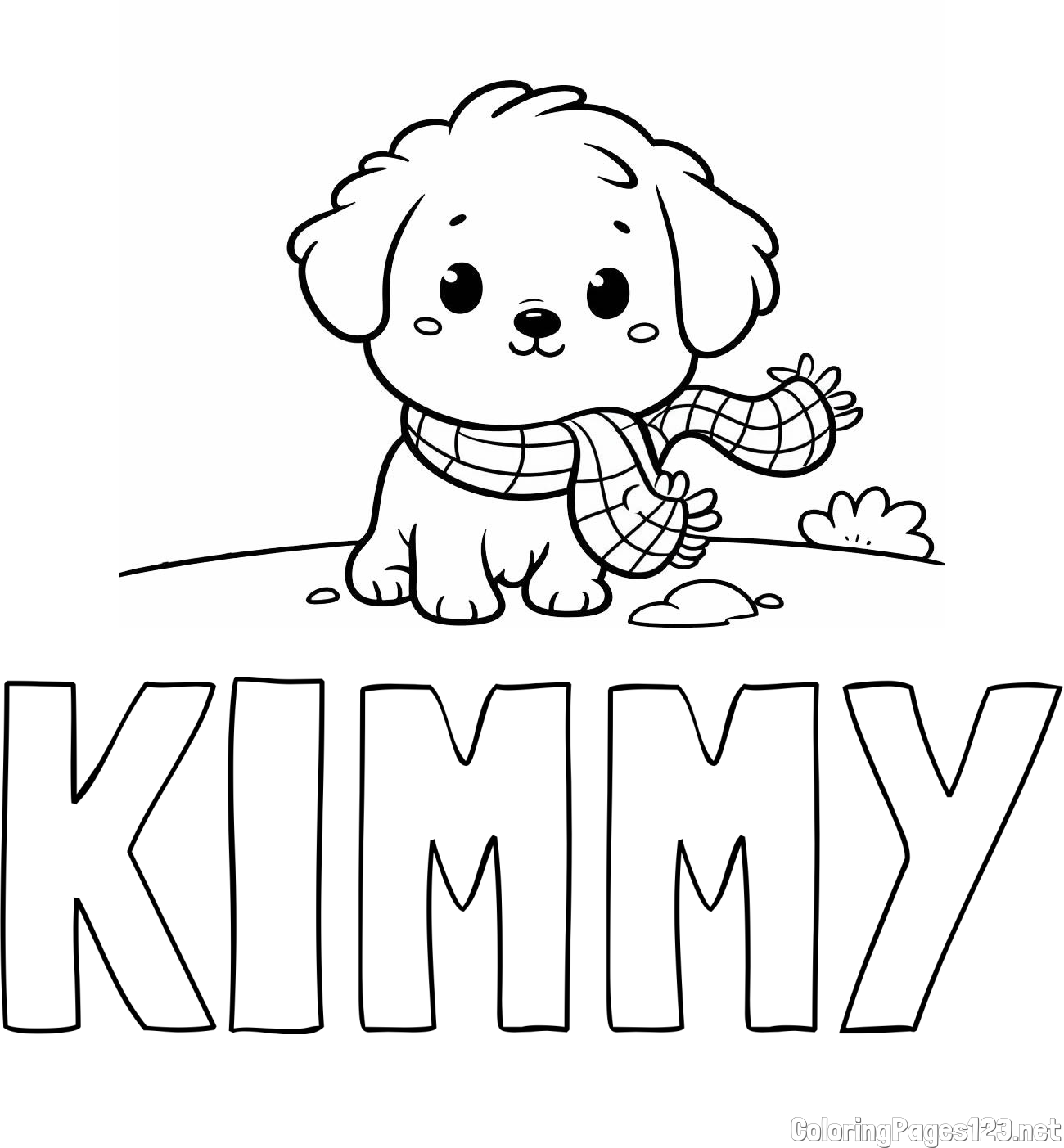 KIMMY Coloring Page and Coloring Page of an Adorable Puppy