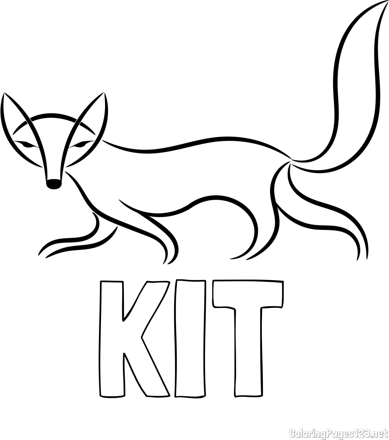 KIT Coloring Page and Artistically Depicted Fox Coloring Page