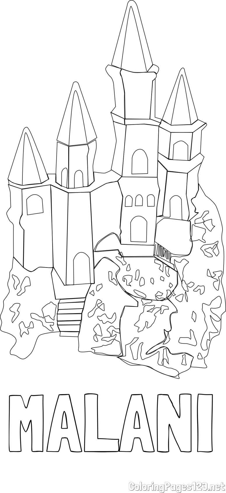 MALANI Coloring Page and Abstract Castle Coloring Page - Simple Yet Detailed