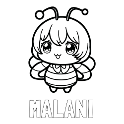 Online Created Coloring Page - MALANI Coloring Page and Anime-Style Bee Coloring Page