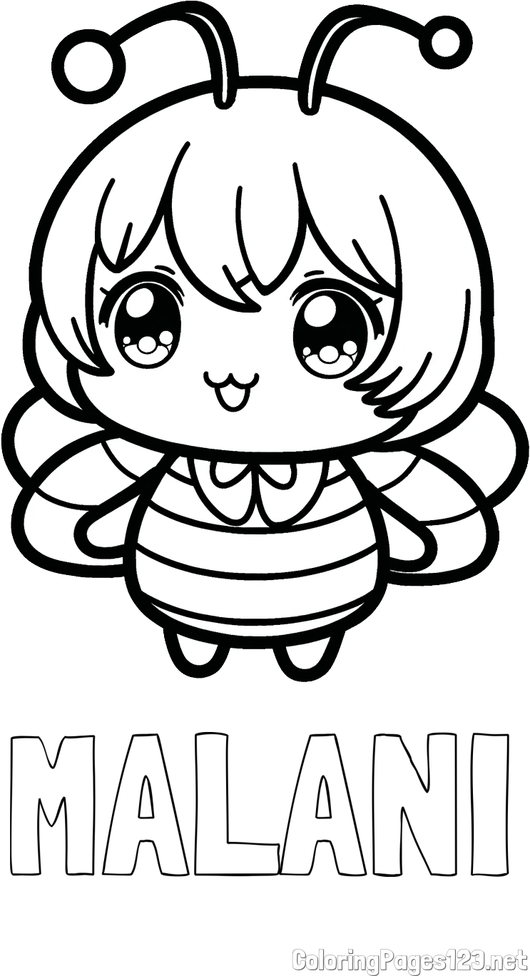 MALANI Coloring Page and Anime-Style Bee Coloring Page