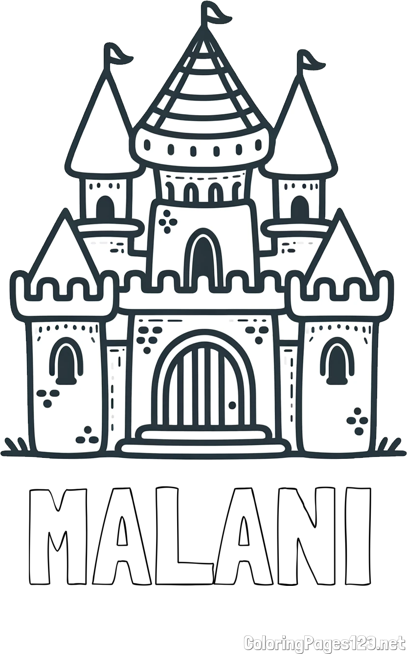 MALANI Coloring Page and Beautiful Castle Coloring Page for Kids
