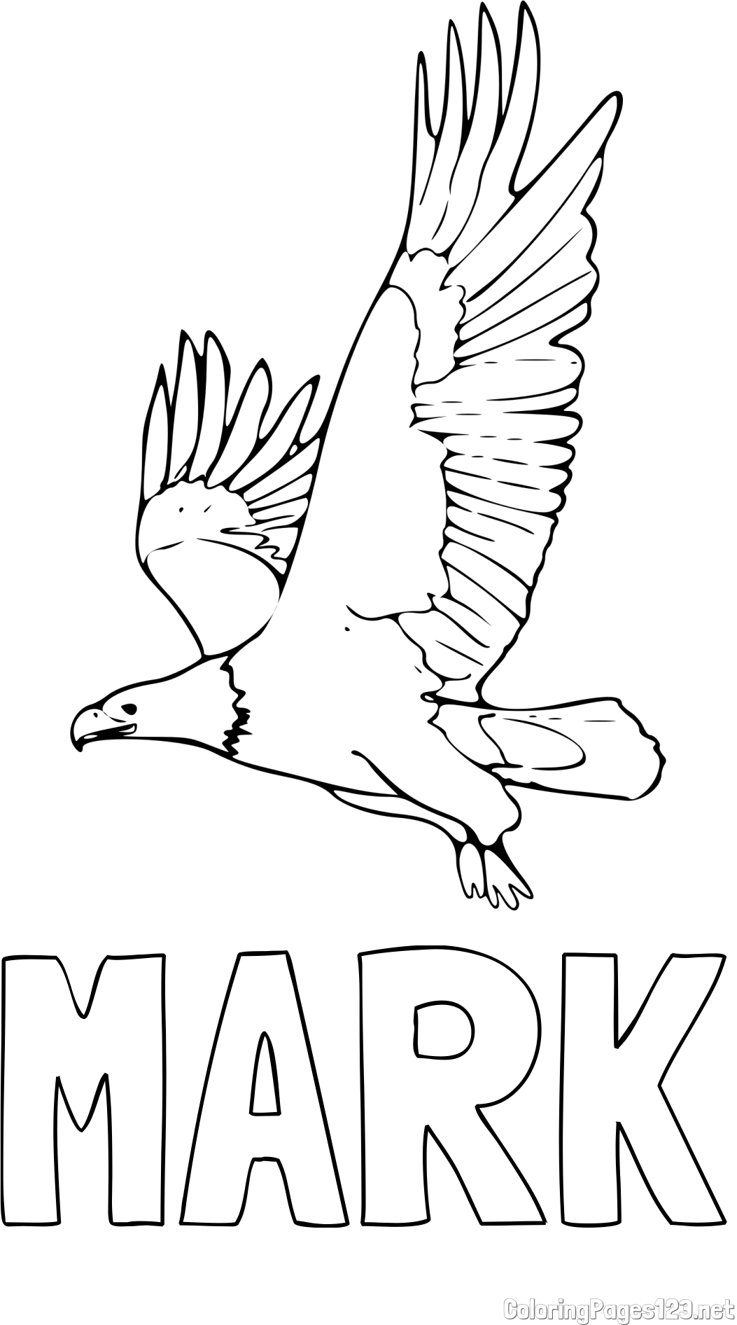 MARK Coloring Page and Majestic Eagle in Flight Coloring Page