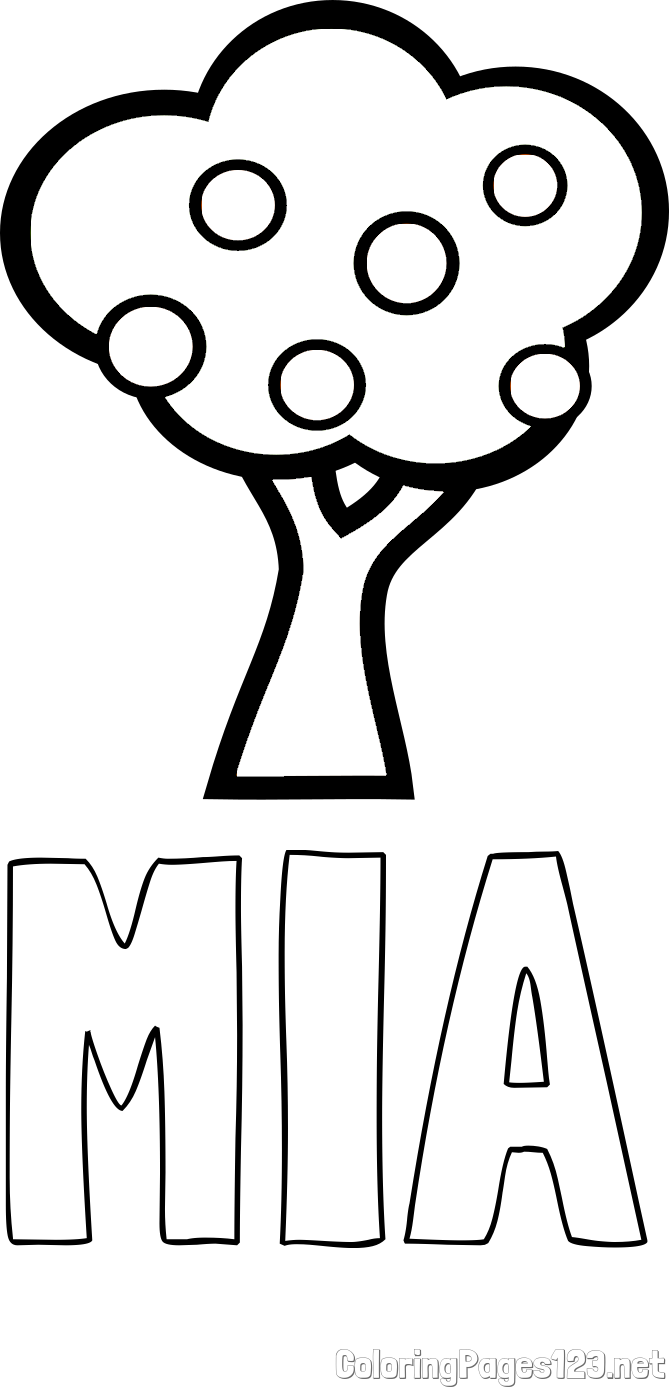 MIA Coloring Page and Apple Tree Coloring Page