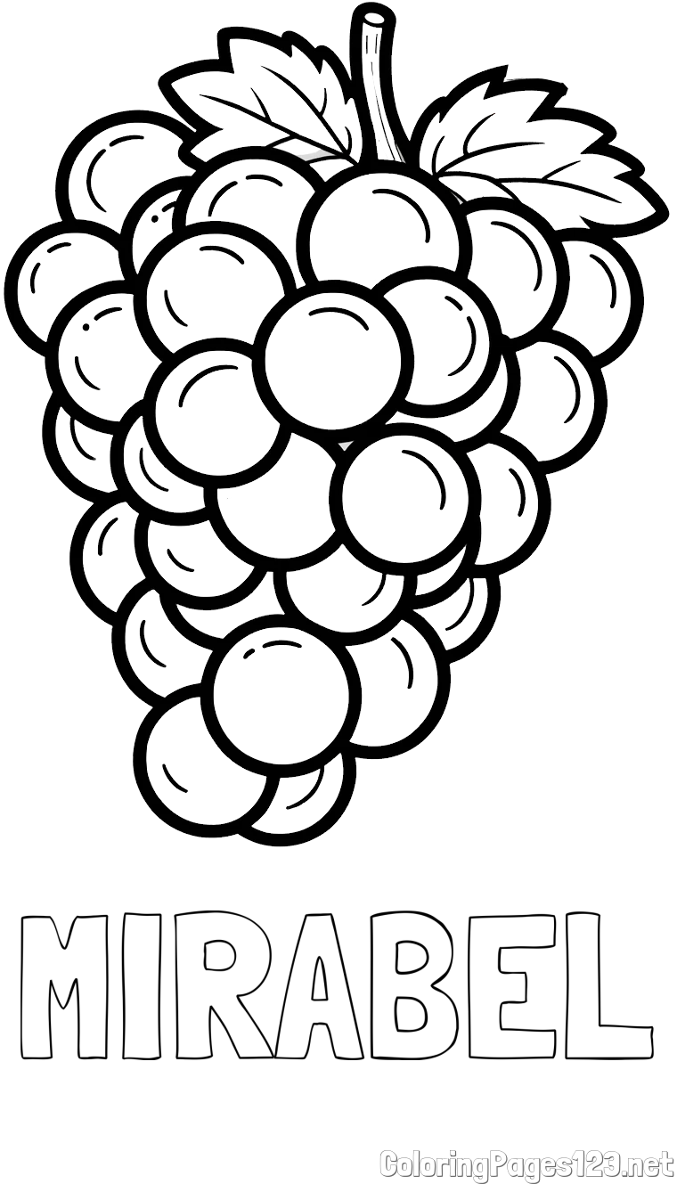 MIRABEL Coloring Page and Simple Grape Cluster Coloring Page for Kids