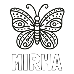 Online Created Coloring Page - MIRHA Coloring Page and Butterfly Coloring Page (Simple)