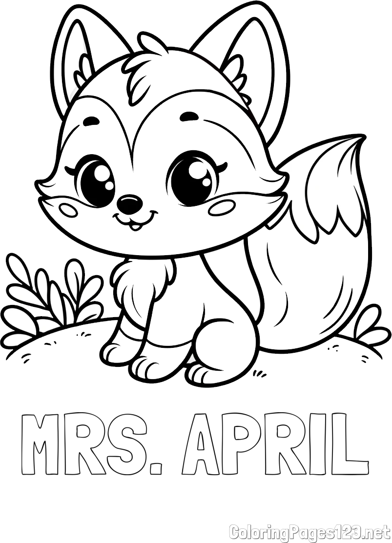 MRS. APRIL Coloring Page and Cute Fox Coloring Page