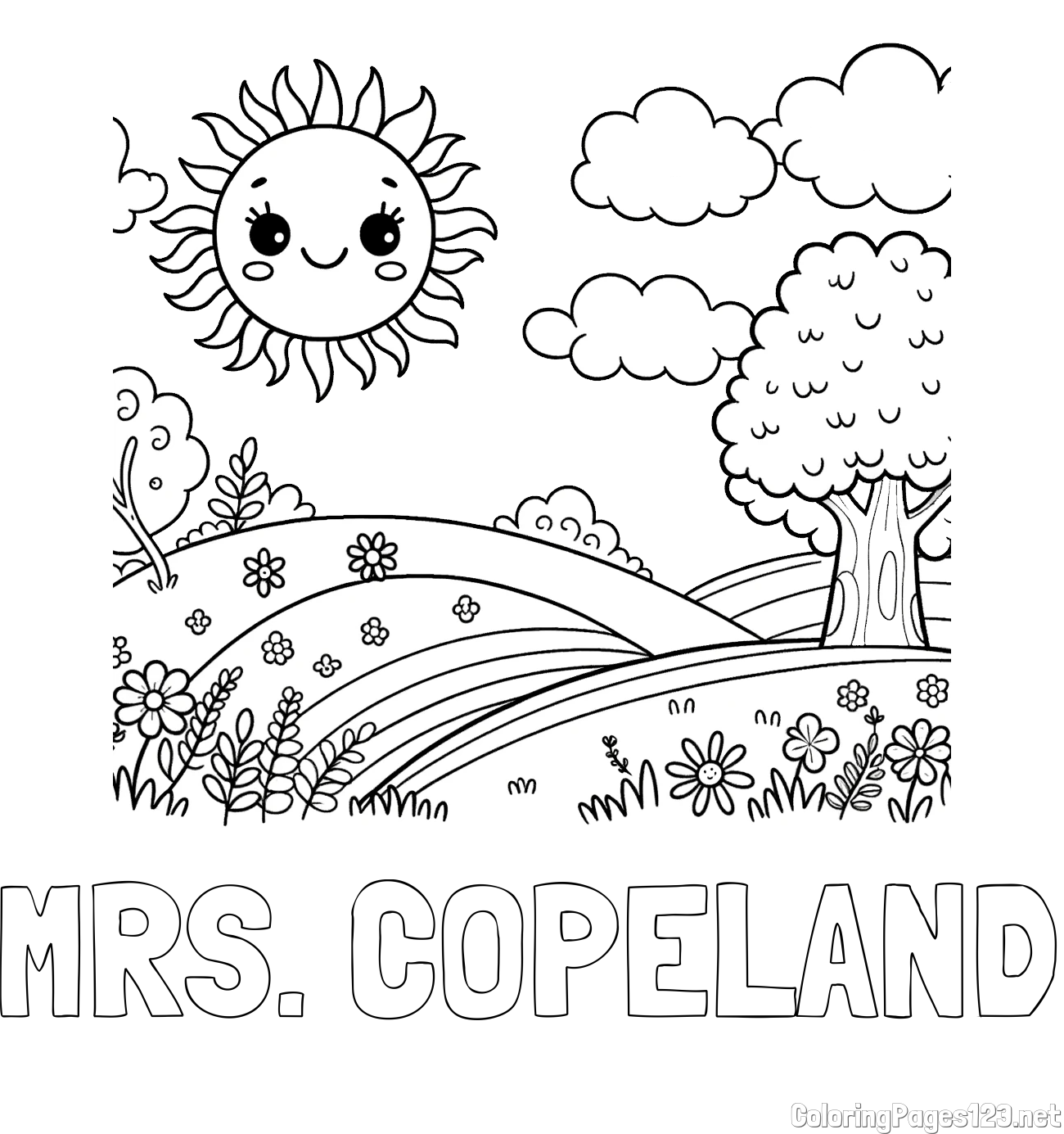 MRS. COPELAND Coloring Page and Sunny Nature Coloring Page