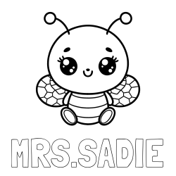 Online Created Coloring Page - MRS.SADIE Coloring Page and Children's Coloring Page of a Cute Bee
