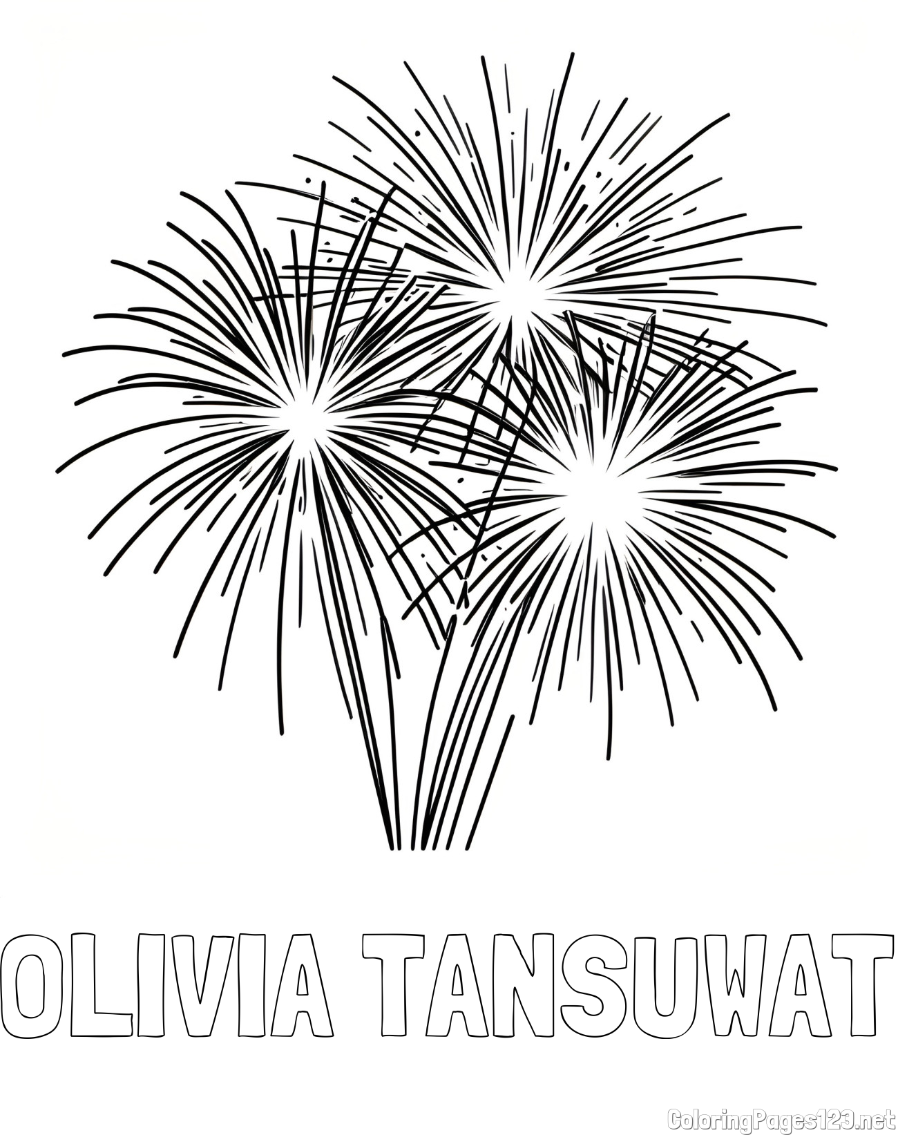 OLIVIA TANSUWAT Coloring Page and Beautiful Fireworks Coloring Page