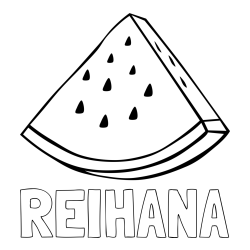 Online Created Coloring Page - REIHANA Coloring Page and Watermelon Slice Coloring Page