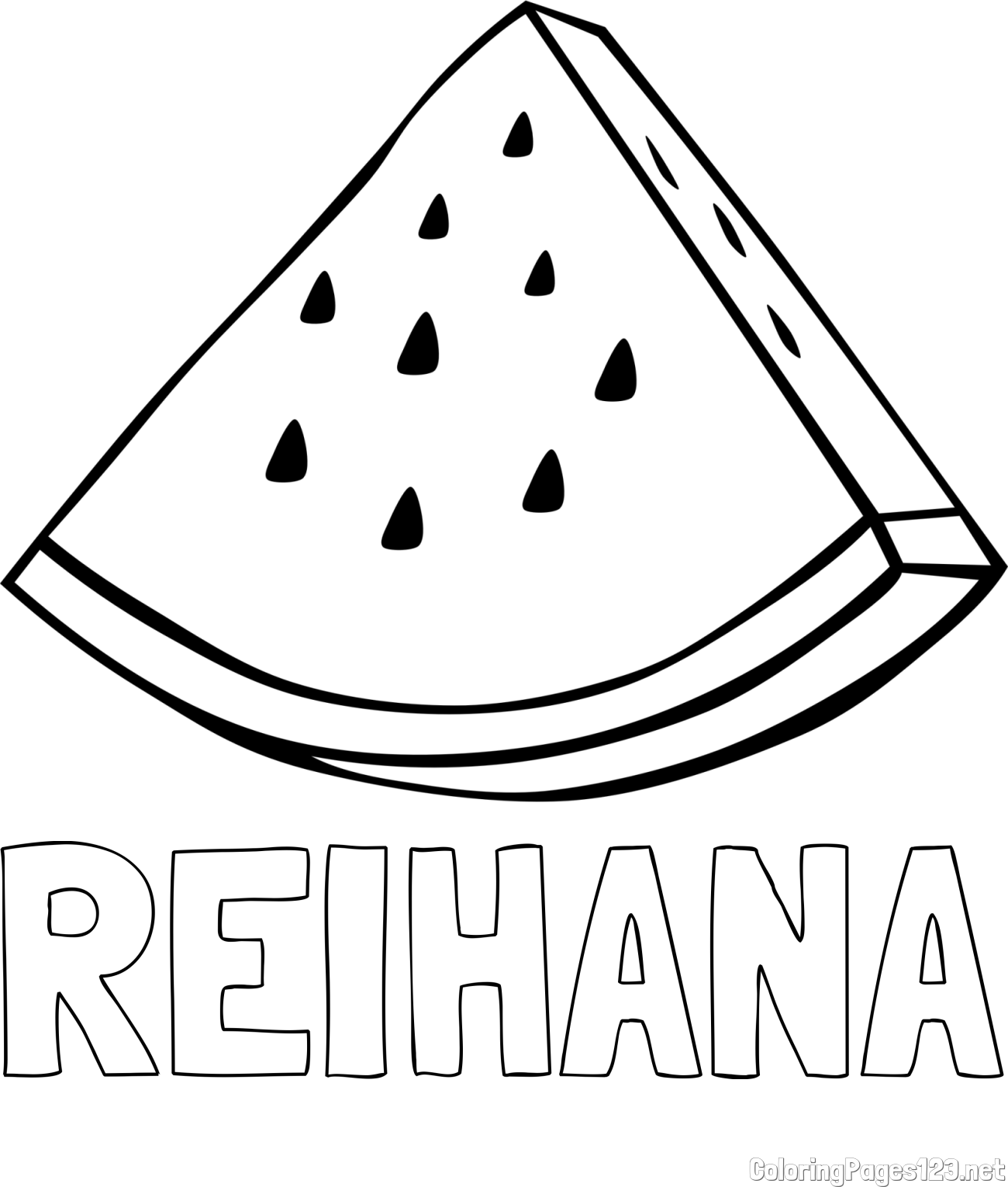 REIHANA Coloring Page and Watermelon Slice Coloring Page