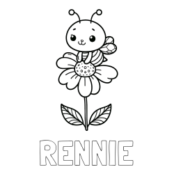 Online Created Coloring Page - RENNIE Coloring Page and Coloring Page of a Cute Bee on a Flower