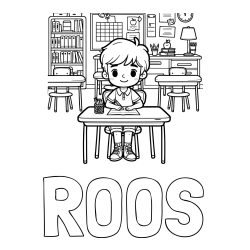 Online Created Coloring Page - ROOS Coloring Page and Cute Student in Class Coloring Page