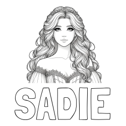 Online Created Coloring Page - SADIE Coloring Page and Coloring Page of a Cute Realistic Princess