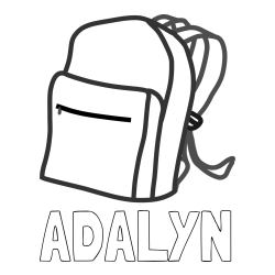 Online Created Coloring Page - ADALYN Coloring Page and School Backpack Coloring Page