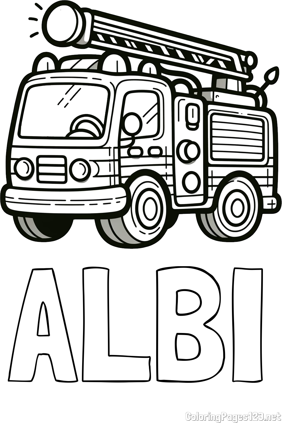 ALBI Coloring Page and Children's Coloring Page of a Simple Fire Truck