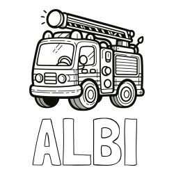 Online Created Coloring Page - ALBI Coloring Page and Children's Coloring Page of a Simple Fire Truck