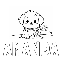 Online Created Coloring Page - AMANDA Coloring Page and Coloring Page of an Adorable Puppy