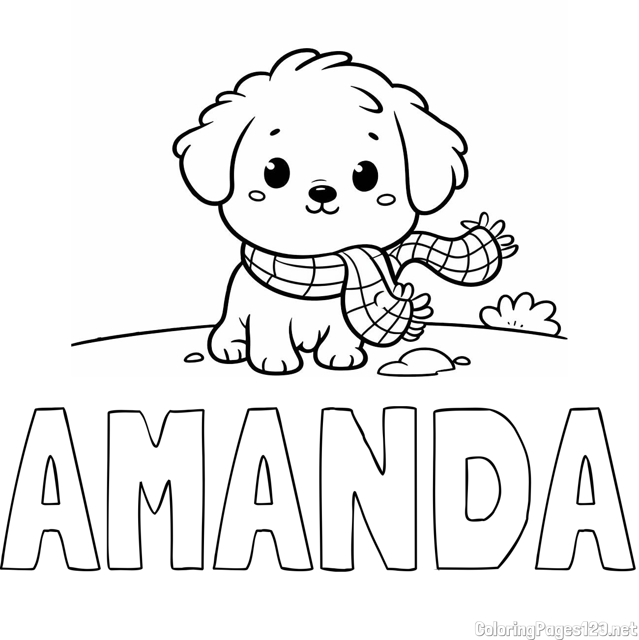 AMANDA Coloring Page and Coloring Page of an Adorable Puppy