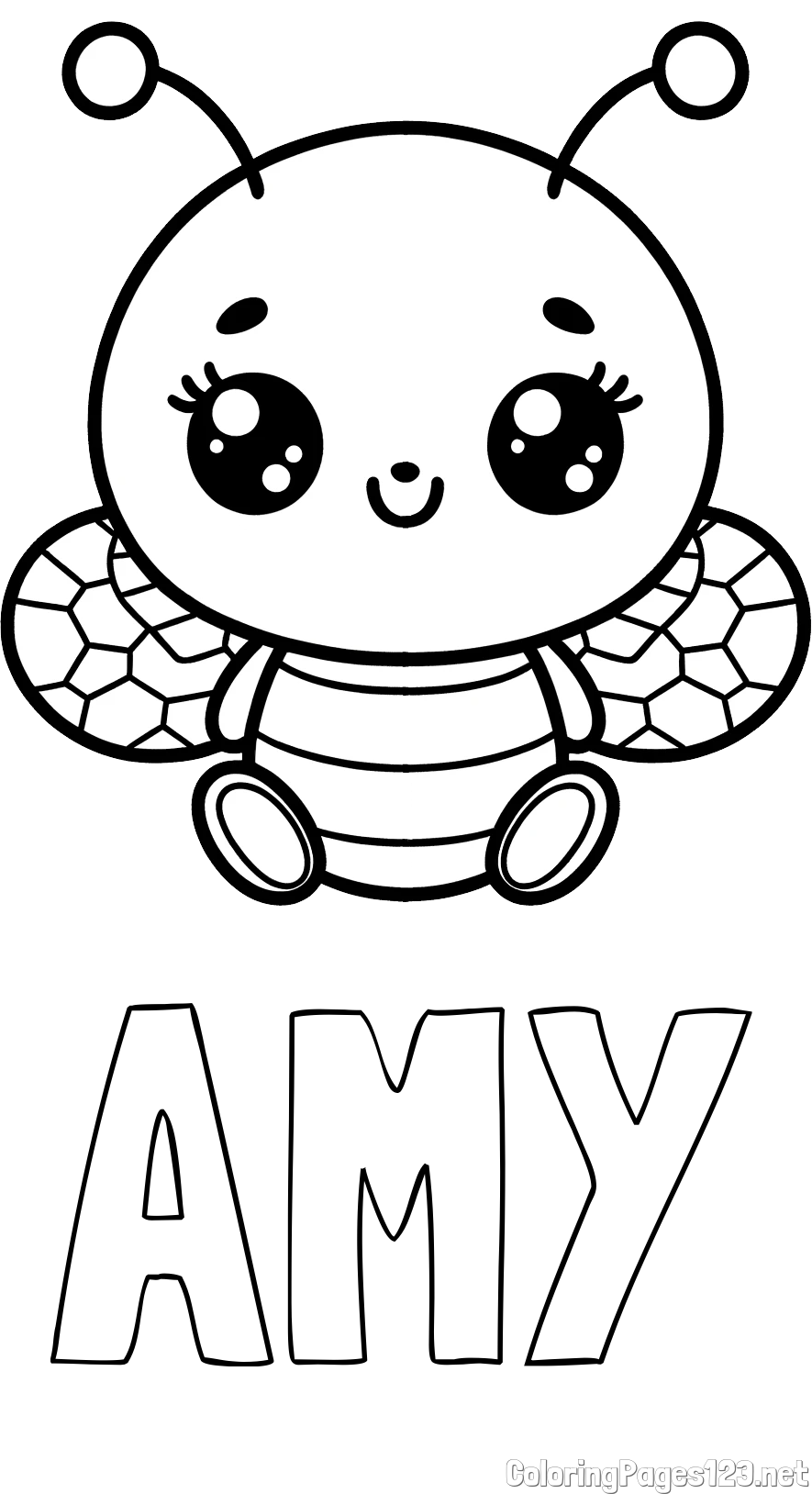 AMY Coloring Page and Children's Coloring Page of a Cute Bee