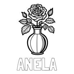 Online Created Coloring Page - ANELA Coloring Page and Roses in a Vase Coloring Page