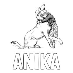 Online Created Coloring Page - ANIKA Coloring Page and Coloring Page of an Adorable Dog Being Embraced by a Little Girl