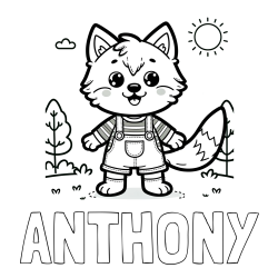 Online Created Coloring Page - ANTHONY Coloring Page and Cute Wolf Coloring Page