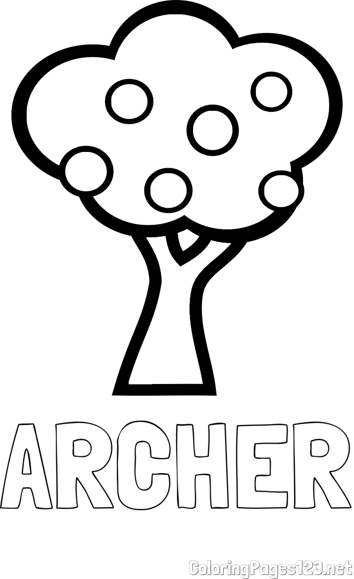 ARCHER Coloring Page and Apple Tree Coloring Page