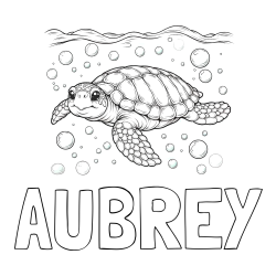 Online Created Coloring Page - AUBREY Coloring Page and Coloring Page of a Sea Turtle Swimming in the Ocean