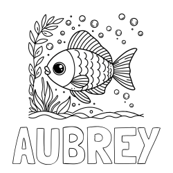 Online Created Coloring Page - AUBREY Coloring Page and Free Coloring Page of a Cute Fish