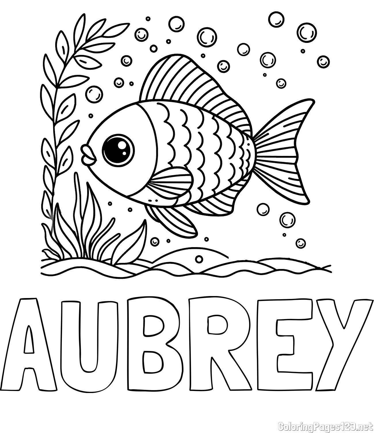 AUBREY Coloring Page and Free Coloring Page of a Cute Fish