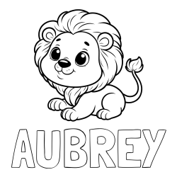 Online Created Coloring Page - AUBREY Coloring Page and Playful Baby Lion Coloring Page