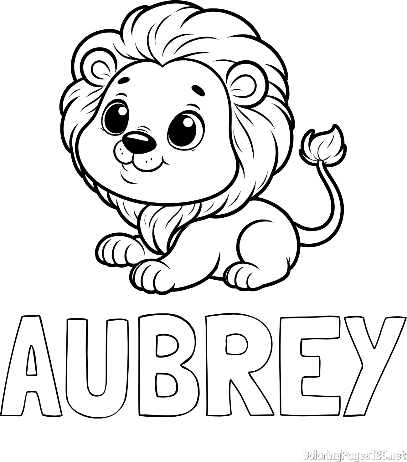 AUBREY Coloring Page and Playful Baby Lion Coloring Page