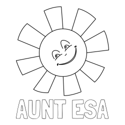 Online Created Coloring Page - AUNT ESA Coloring Page and Smiling Sun Coloring Page for Kids